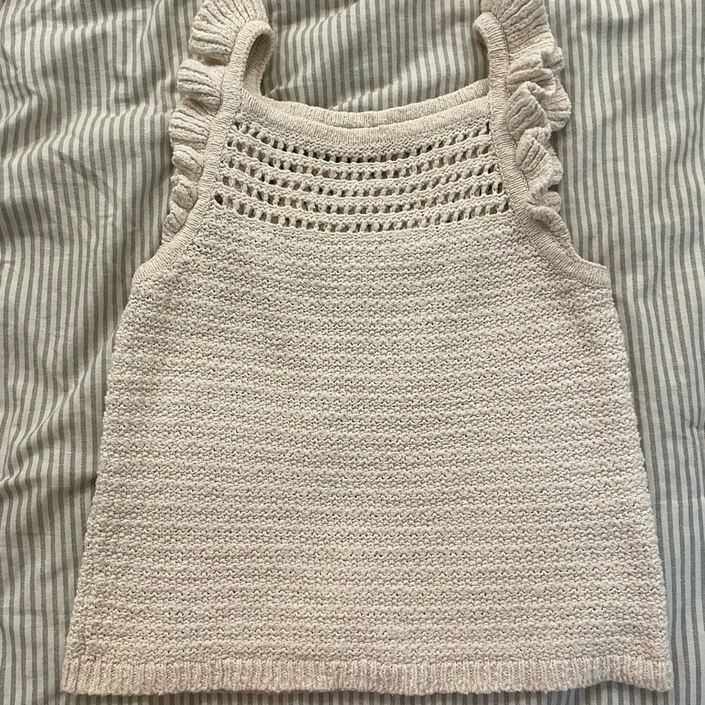 Madewell Cream Ribbed Ruffled Tank Top - Picture 4 of 4